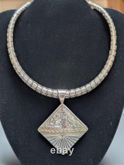 Navajo Alvin Monte 14k & Sterling Silver Storyteller Pendant Choker 925 Necklace