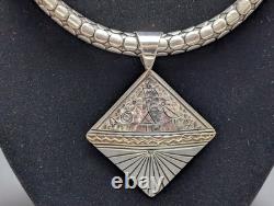 Navajo Alvin Monte 14k & Sterling Silver Storyteller Pendant Choker 925 Necklace