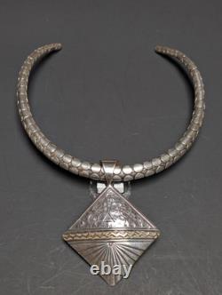 Navajo Alvin Monte 14k & Sterling Silver Storyteller Pendant Choker 925 Necklace