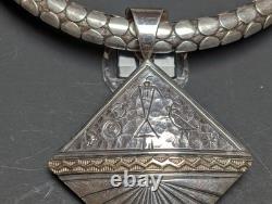 Navajo Alvin Monte 14k & Sterling Silver Storyteller Pendant Choker 925 Necklace