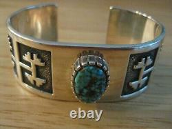 Navajo Alvin Tso Heavy Silver, #8 Turquoise Cuff Bracelet, 72.4g