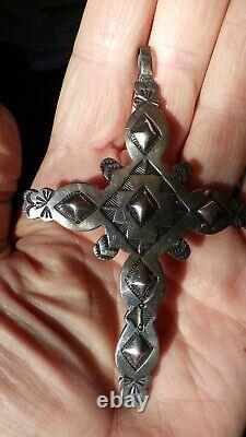 Navajo HUGE Crucifix Pendant Pin Sterling Silver By Alvin and Rose Boy Beloved