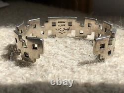 Navajo Native American Alvin Tso Heavy Silver 925 Coral Cuff Bracelet