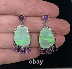 Navajo Sterling Silver Opal Earrings Alvin Joe