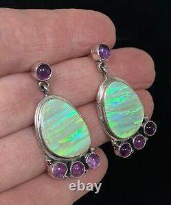 Navajo Sterling Silver Opal Earrings Alvin Joe