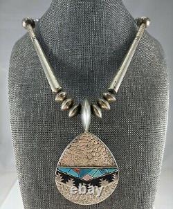 Navajo Sterling Silver Turquoise Coral Necklace Alvin & Lula Begay Reversible