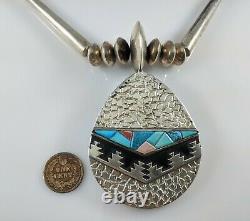 Navajo Sterling Silver Turquoise Coral Necklace Alvin & Lula Begay Reversible