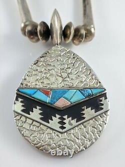 Navajo Sterling Silver Turquoise Coral Necklace Alvin & Lula Begay Reversible