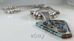 Navajo Sterling Silver Turquoise Coral Necklace Award Winning Alvin & Lula Begay