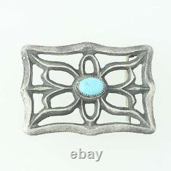 Navajo Turquoise Belt Buckle Silver Alvin Boy Sand Cast Native American