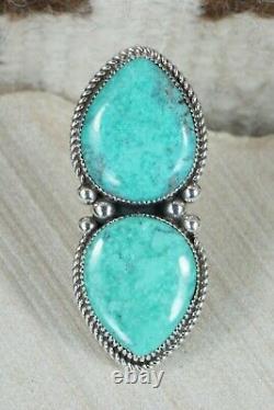Navajo Turquoise and Sterling Silver Ring Alvin Joe Size 6.75