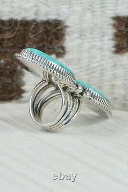 Navajo Turquoise and Sterling Silver Ring Alvin Joe Size 6.75