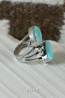 Navajo Turquoise and Sterling Silver Ring Alvin Joe Size 8.25