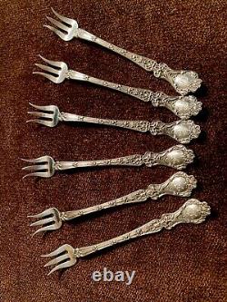 Nuremburg Alvin Sterling Silver Set of 6 Cocktail Forks Art Nouveau Devil Face