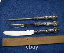 Old Alvin Sterling OLD ORANGE BLOSSOM (1905) 3 Pc STEAK CARVING SET