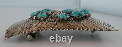 Old Native American Navajo sterling Turquoise scalloped belt buckle- Alvin Monte