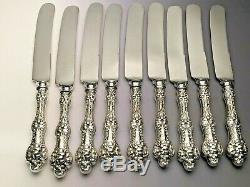 Old Orange Blossom Sterling Silver by Alvin group of 9 Knives, 9, old Pieces