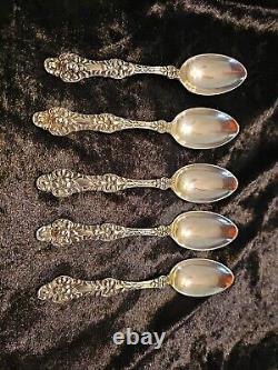 Old Orange Blossom Teaspoons By Alvin Sterling Lot Of 5