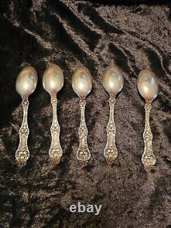 Old Orange Blossom Teaspoons By Alvin Sterling Lot Of 5