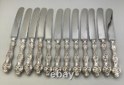 Old Orange Blossom by Alvin Sterling set of 12 Dinner Knives 9 7/8, mono A