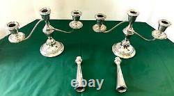 Pair ALVIN STERLING-SILVER-Candle Stick Holder Candelabras 4 sections