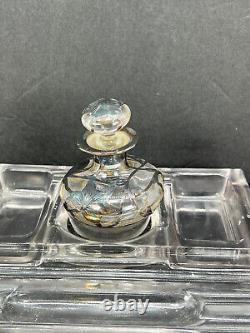 Perfume Bottle Silver Overlay Alvin Mfg. Co. 999 Fine Silver Glass organizer