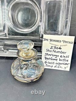 Perfume Bottle Silver Overlay Alvin Mfg. Co. 999 Fine Silver Glass organizer