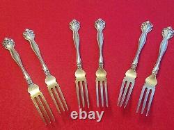 Raleigh by Alvin -Sterling Strawberry Forks- 3 Tine 4 3/4 gold washed tines
