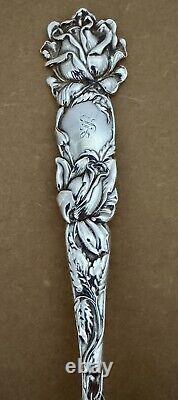 Rare Alvin Bridal Rose Large Size 9 1/8 Sterling Fancy Serving Fork C. 1903