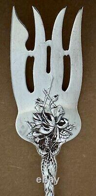 Rare Alvin Bridal Rose Large Size 9 1/8 Sterling Fancy Serving Fork C. 1903