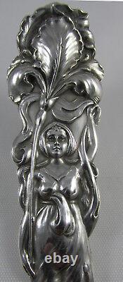 Rare Antique Alvin Raphael Asparagus Serving Fork Art Nouveau Lady Iris Flowers