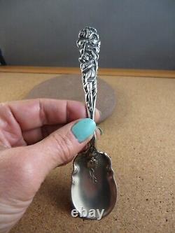 Rare Antique Raphael Alvin Art Nouveau Woman Daffodil Sterling Silver Spoon #158