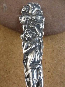 Rare Antique Raphael Alvin Art Nouveau Woman Daffodil Sterling Silver Spoon #158