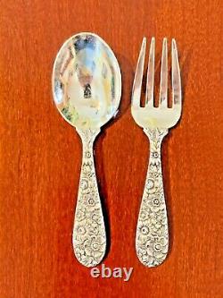 Rare Bridal Bouquet by Alvin Sterling Silver Baby Fork and Spoon Set 3 3/4 1935