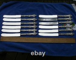 SET 12 Alvin OLD ORANGE BLOSSOM (1905) LUNCHEON KNIVES-Plated Blades-Mono S