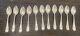 Set Of 11 Vintage 1910 Alvin Sterling Silver Tea Spoons 5.75in 25.25 Grams Each