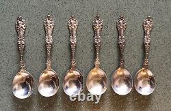 SET of 6 Sterling Alvin Orange Blossom Gumbo Soup SPOONS 6 7/8 Mono P Antique