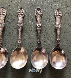 SET of 6 Sterling Alvin Orange Blossom Gumbo Soup SPOONS 6 7/8 Mono P Antique