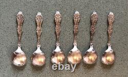 SET of 6 Sterling Alvin Orange Blossom Gumbo Soup SPOONS 6 7/8 Mono P Antique