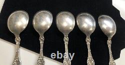 SET of 6 Sterling Alvin Orange Blossom Gumbo Soup SPOONS 6 7/8 Mono P Antique