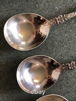 SET of 6 Sterling Alvin Orange Blossom Gumbo Soup SPOONS 6 7/8 Mono P Antique