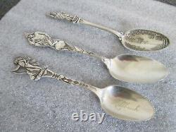 STERLING SILVER INDIAN & STATUE LIBERTY SPOONS LOT(3) by ALVIN/LUNT/WALLACE