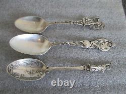 STERLING SILVER INDIAN & STATUE LIBERTY SPOONS LOT(3) by ALVIN/LUNT/WALLACE