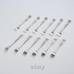 Set (12) Antique Alvin Bridal Rose Sterling Silver Cocktail/Oyster Forks, 5.5