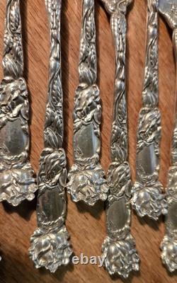 Set 12 Bridal Rose by Alvin Sterling Silver Cocktail Seafood Forks 5 1/2 NO M
