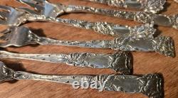 Set 12 Bridal Rose by Alvin Sterling Silver Cocktail Seafood Forks 5 1/2 NO M