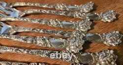 Set 12 Bridal Rose by Alvin Sterling Silver Cocktail Seafood Forks 5 1/2 NO M