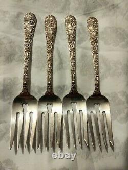 Set/4 Alvin Sterling Silver BRIDAL BOUQUET 1932 Salad Fork 6-1/2 No Mono