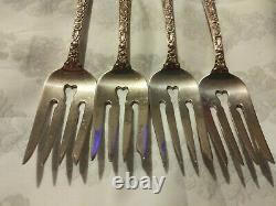 Set/4 Alvin Sterling Silver BRIDAL BOUQUET 1932 Salad Fork 6-1/2 No Mono