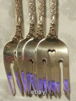 Set/4 Alvin Sterling Silver BRIDAL BOUQUET 1932 Salad Fork 6-1/2 No Mono